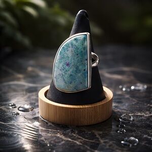 *NEW* 925 Silver Free Form Natural Fossil Coral Ring